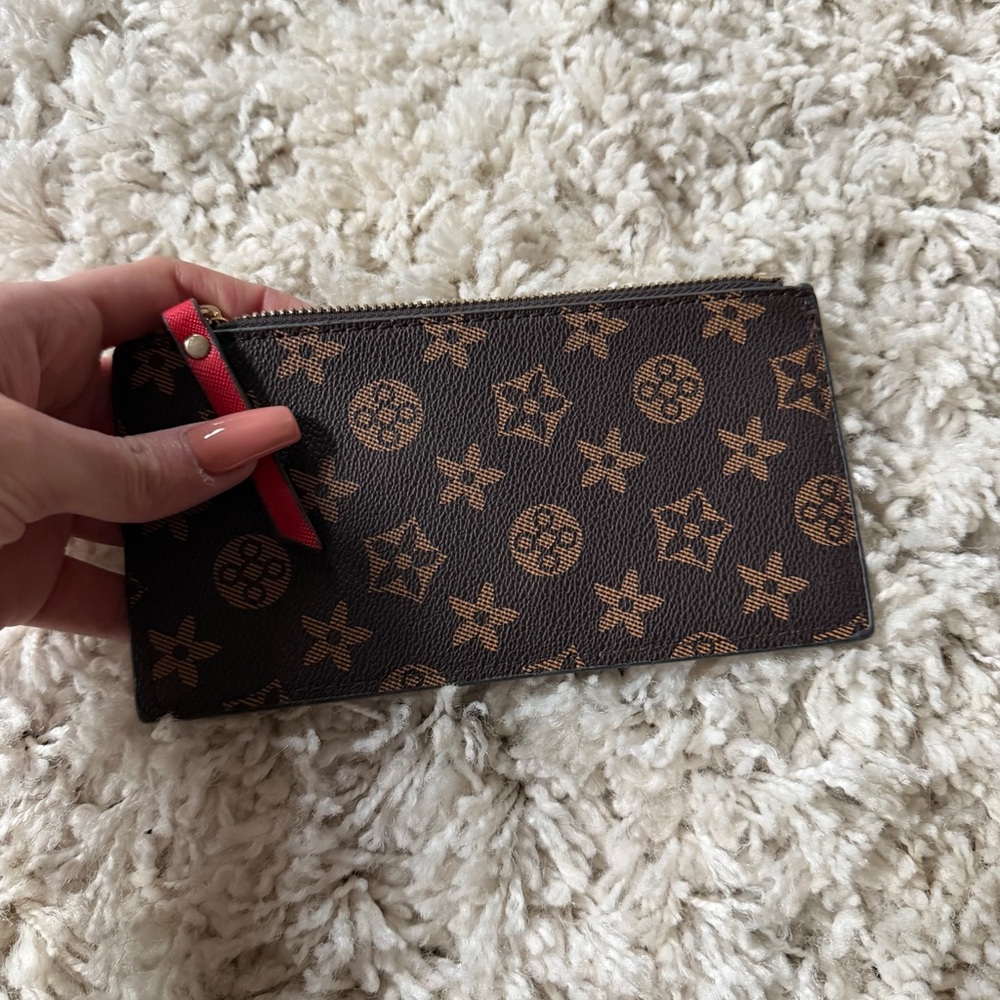 Chic Brown Monogram zip up fashion cute Wallet